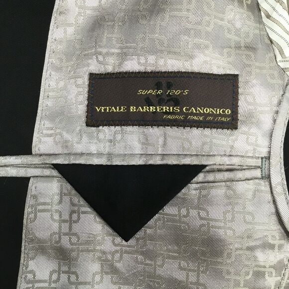 Banana Republic Blazer Jacket 38R Black Wool Vitale Barberis Canonico Super 120s - Picture 8 of 14